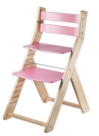 Rostoucí židle Sandy natur lak / růžová