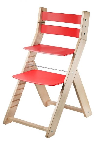 Rostoucí židle Sandy natur lak / červená