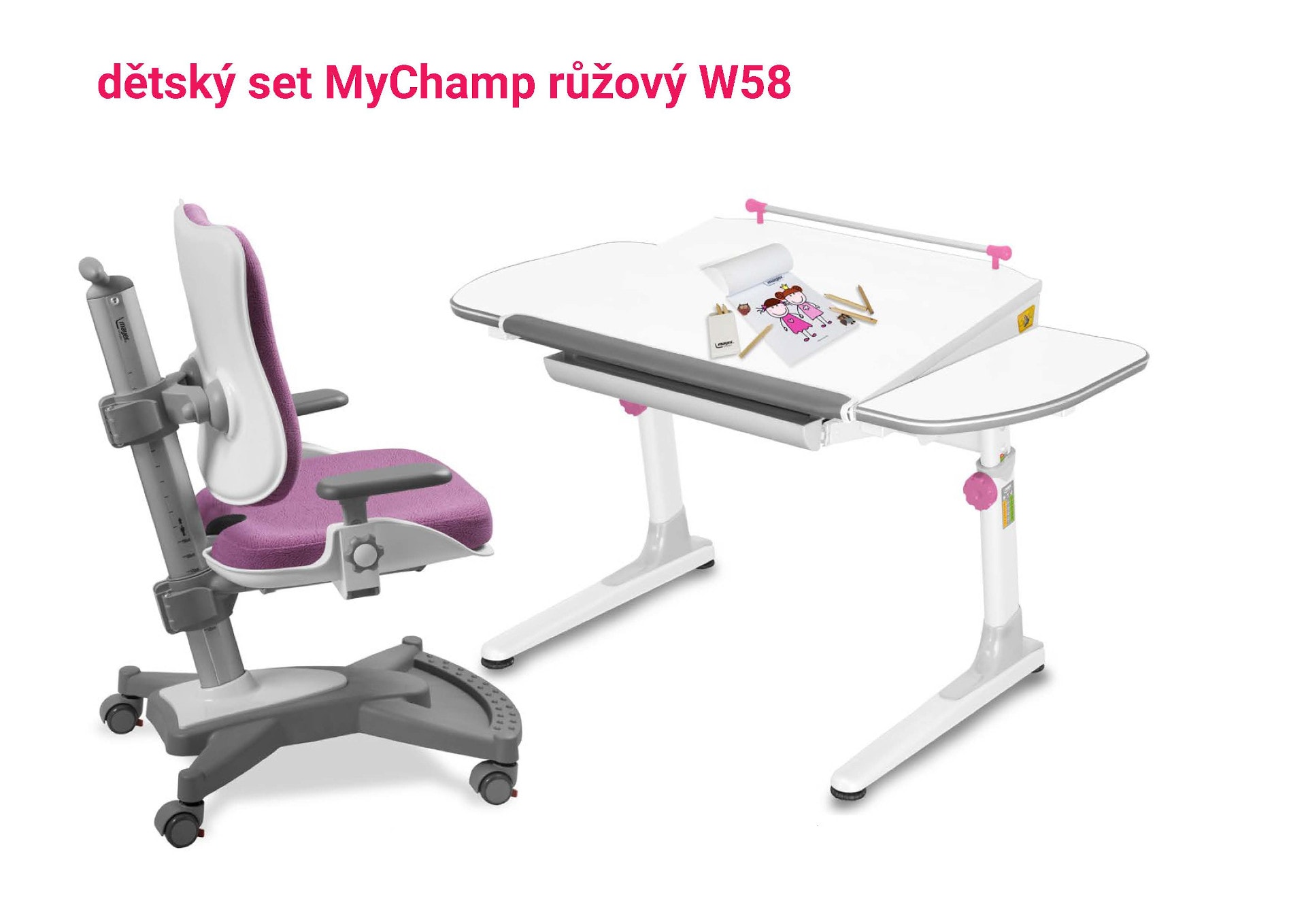 Mayer Dětský set růžový MyChamp - Profi bílý s bílou podnoží