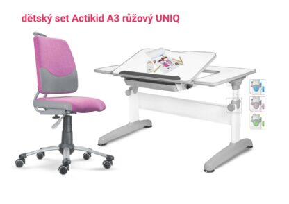 Set rostoucí stůl Uniq + růžový Actikid A3