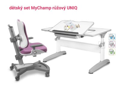Set rostoucí stůl Uniq + židle růžová MyChamp