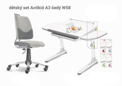 Dětský set šedý Actikid- Profi bílý s bílou podnoží