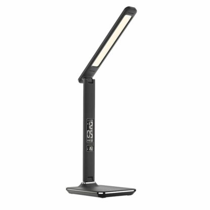 Solight LED stolní lampička s displejem, 9W, volba teploty světla, kůže, černá - Image 2
