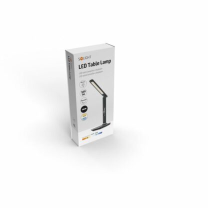 Solight LED stolní lampička s displejem, 9W, volba teploty světla, kůže, černá - Image 11