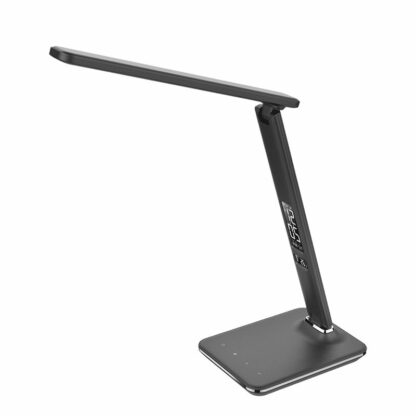 Solight LED stolní lampička s displejem, 9W, volba teploty světla, kůže, černá - Image 3