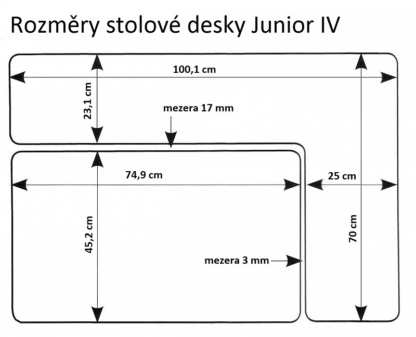 Rostoucí stůl Junior IV - rozměry
