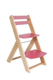 Rostoucí židle Vendy - natur lak / růžová