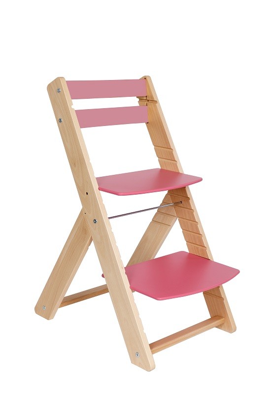 Wood Partner Rostoucí židle Vendy - natur lak / růžová