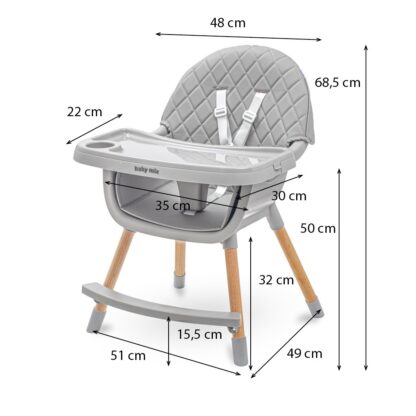 Jídelní židlička Baby Mix Freja wooden dark grey - detail 7