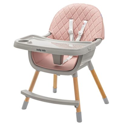 Jídelní židlička Baby Mix Freja wooden dusty pink - detail 6