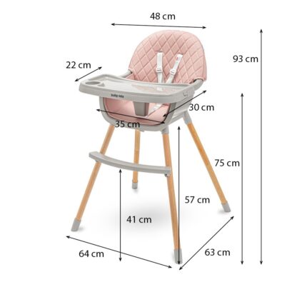 Jídelní židlička Baby Mix Freja wooden dusty pink - detail 7