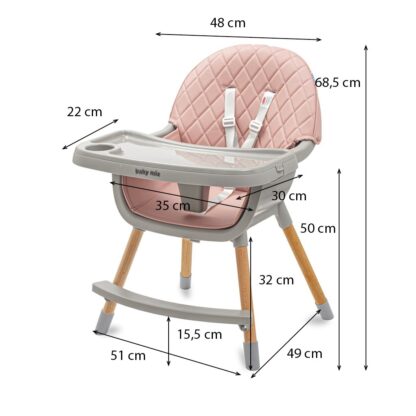 Jídelní židlička Baby Mix Freja wooden dusty pink - detail 8