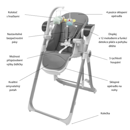 Dětská jídelní židlička 2v1 SMART New Baby grey - Image 11